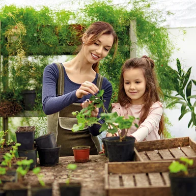 Zwei Personen beim Gärtnern