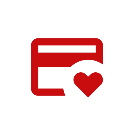 Rotes Symbol einer Kreditkarte mit einem Herz.