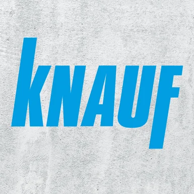Der Schriftzug "KNAUF" in blauen Buchstaben auf weißem Hintergrund.
